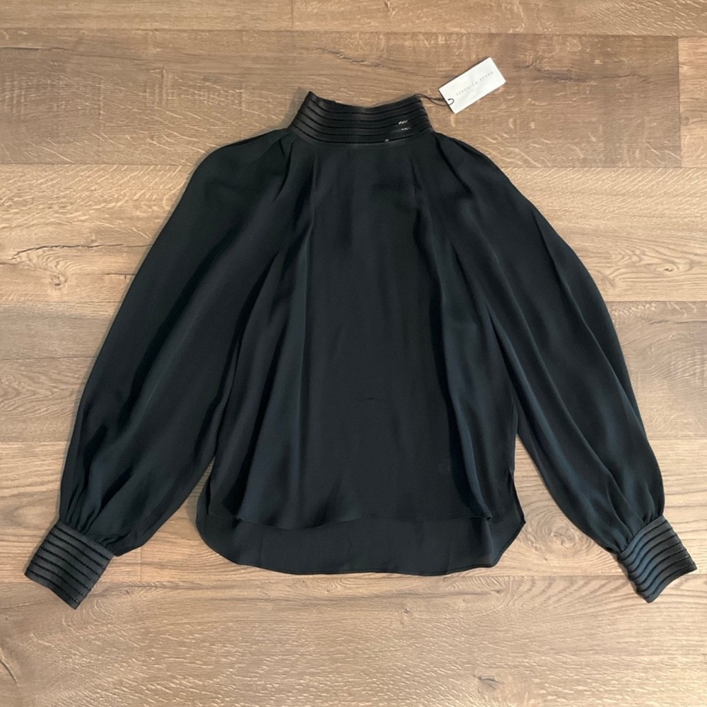 Veronica Beard Janvi black mock turtleneck blouse, 2 - Picture 4 of 10